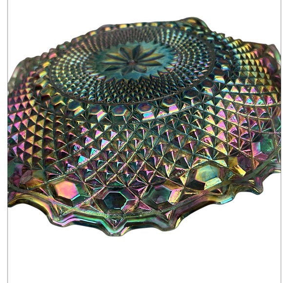 Vintage Iridescent blue Carnival glass ruffled edge hostess plate - Picture 4 of 9